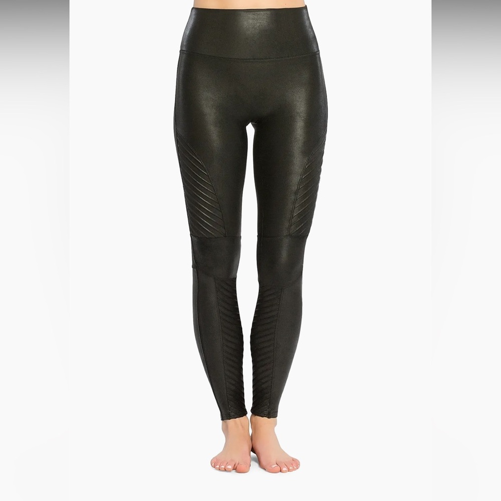 Spanx Faux Leather Moto Leggings Black Women’s Size XS
